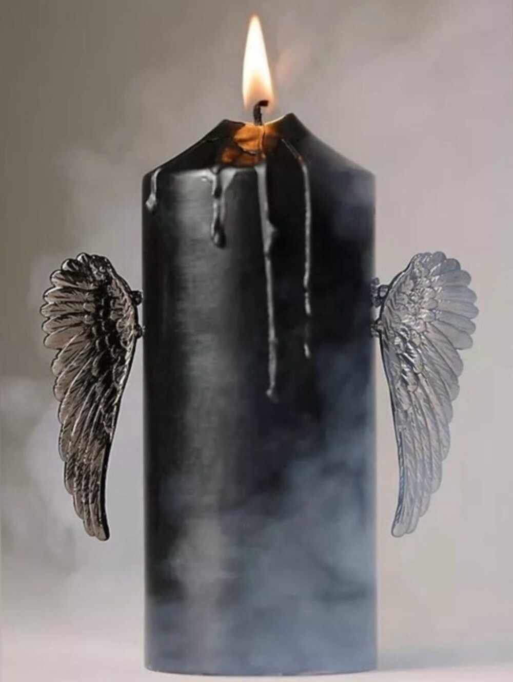 Anthropologie NWT Black Metal Angel Wings Candle Charm Halloween Gothic